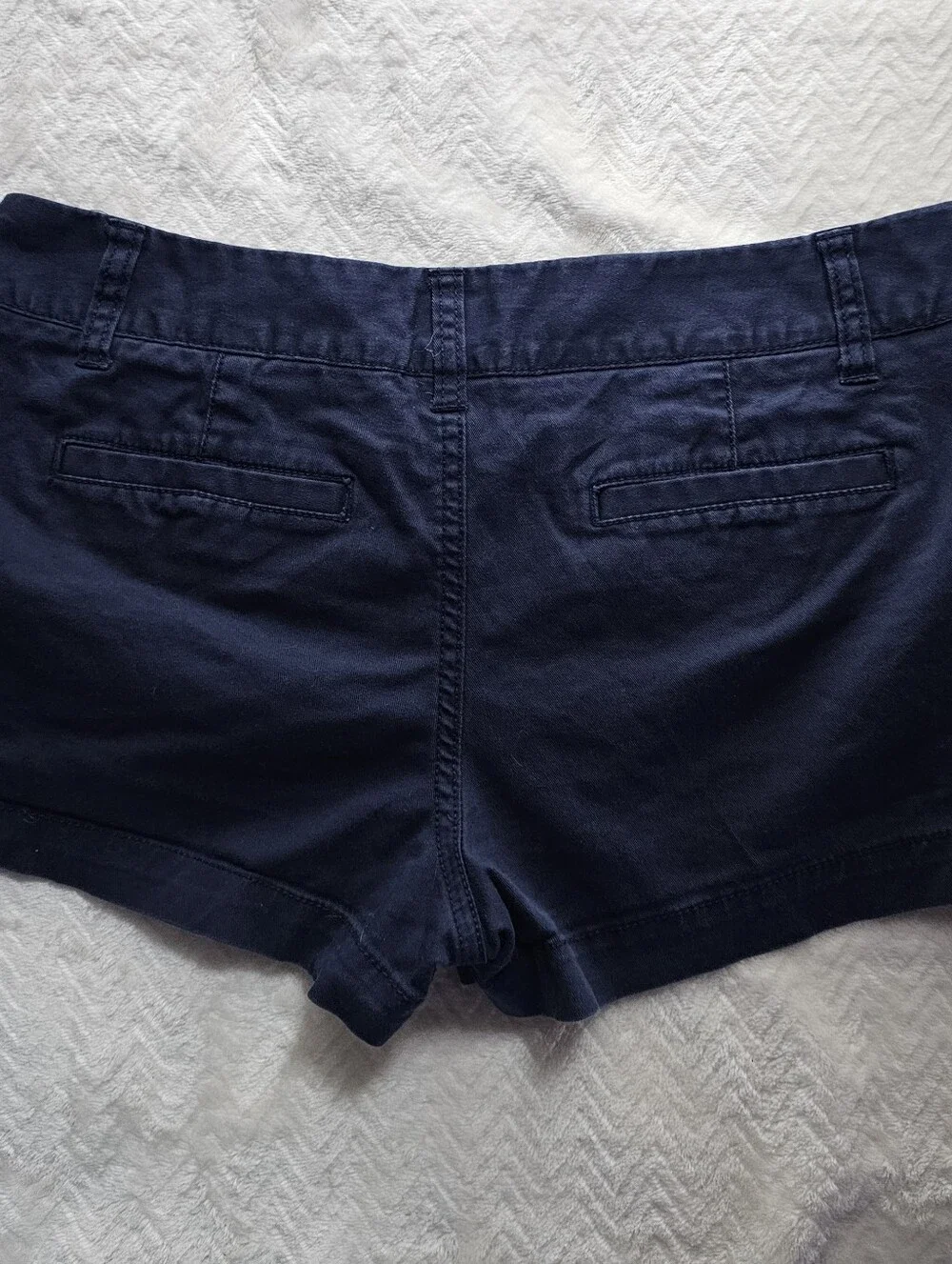 Vintage Mossimo Navy Low Rise Micro Mini Chino Shorts W/ Teal Waistband Size 9